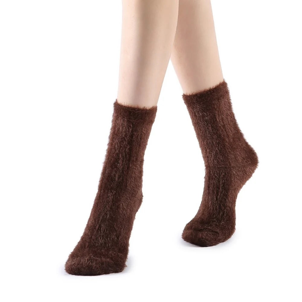Polly Fuzzy Crew Sock | Brown Main image