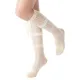 Chloe Layered Lace Knee-High Ribbon Sheer Sock | Beige