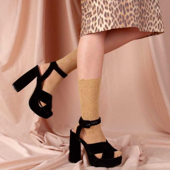 Lola Lace Crew Sock | Beige