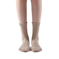 Aliyah Scallop Sparkle Crew Sock | Beige
