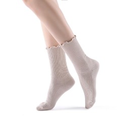 Princess Lulu Ruffle Crew Sock | Beige