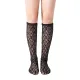 Vivienne Floral Lace Ruffle Edge Knee-High Sock | Black