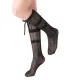 Chloe Layered Lace Knee-High Ribbon Sheer Sock | Black
