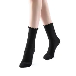 Princess Lulu Ruffle Crew Sock | Black