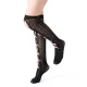 Quinn Ribbon Lace Cutout Over The Knee Sock | Black/Purple