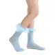 Destiny Feather Trim Lace Crew Sock | Pastel Blue