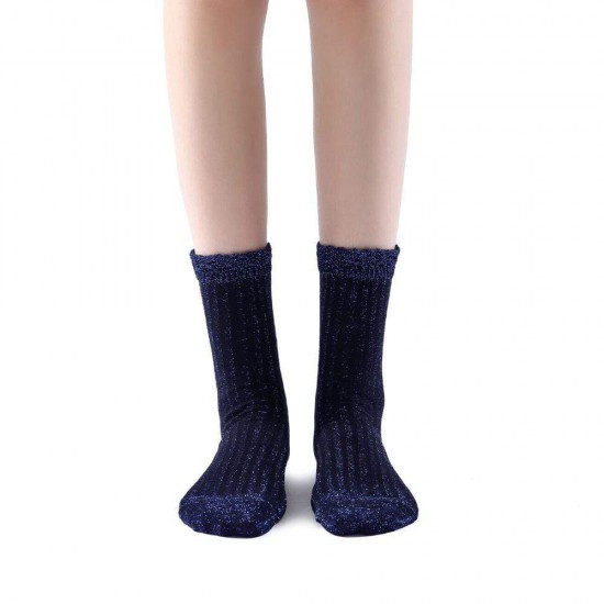 Aliyah Scallop Sparkle Crew Sock | Blue