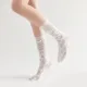 Gabriella 3D Bow Ribbon Applique Lace Crew Sock | White