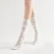 Gabriella 3D Bow Ribbon Applique Lace Crew Sock | White
