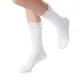 Sophia Layered Lettuce Edge Crew Sock| White