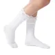 Sophia Layered Lettuce Edge Crew Sock| White