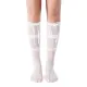 Chloe Layered Lace Knee-High Ribbon Sheer Sock | White