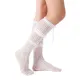 Chloe Layered Lace Knee-High Ribbon Sheer Sock | White