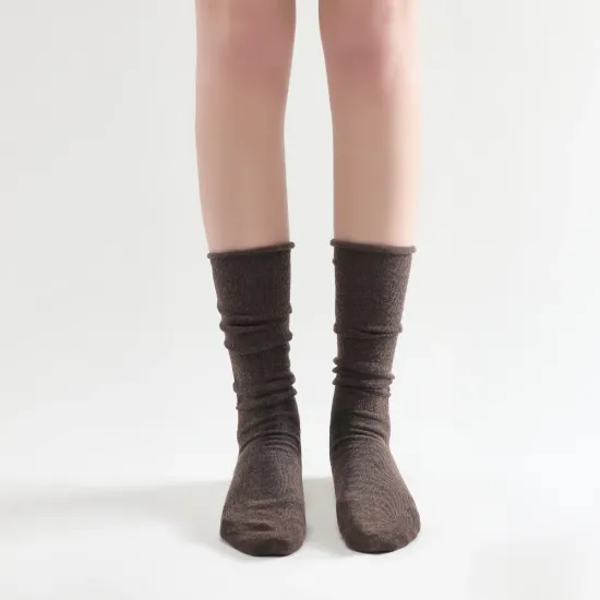 Sadie Wool Blend Slouch Mid High Sock | Brown